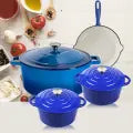 Load image into Gallery viewer, Cast Iron Pot Set 7pcs - Royal Blue
